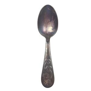 Vintage Reed & Barton Silver Plated Baby Feeding Spoon "Olivia" Clover Design